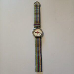 Vintage Alex Kids Girls Striped Colorful Round Dial Watch Quartz Water Resistant